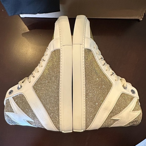 NIB  ZV1747 High Flash Sneakers Size 39 Hightops Silver MSRP $448 Sparkle 8 - Picture 8 of 13